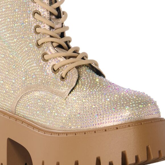 NEW AZALEA WANG Jekyll Gold Tone Rhinestone Boots gold 362tn - Picture 3 of 8